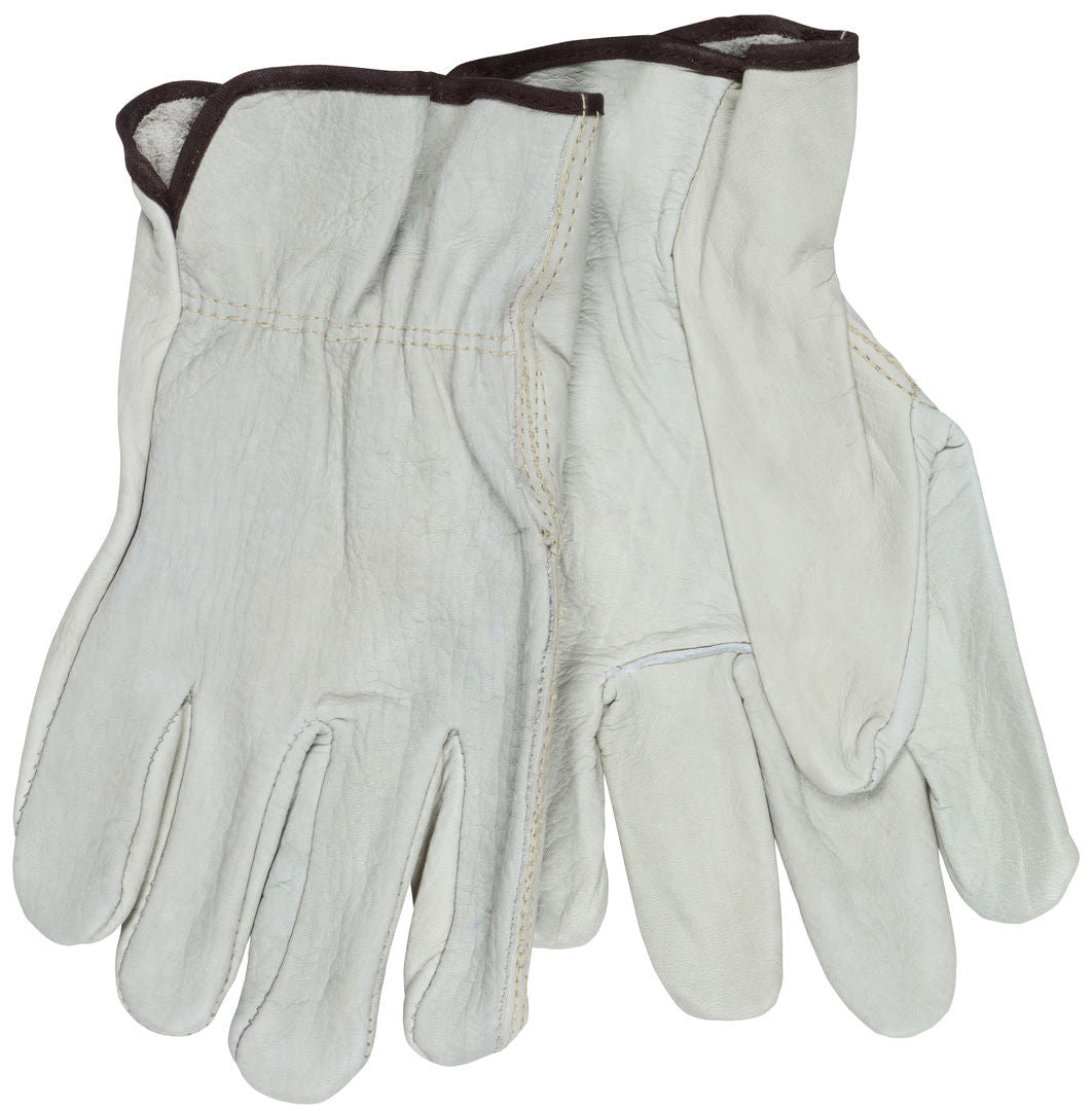 Grain Cowhide Driver Gloves, Unlined, Straight Thumb, Slip-On Cuff