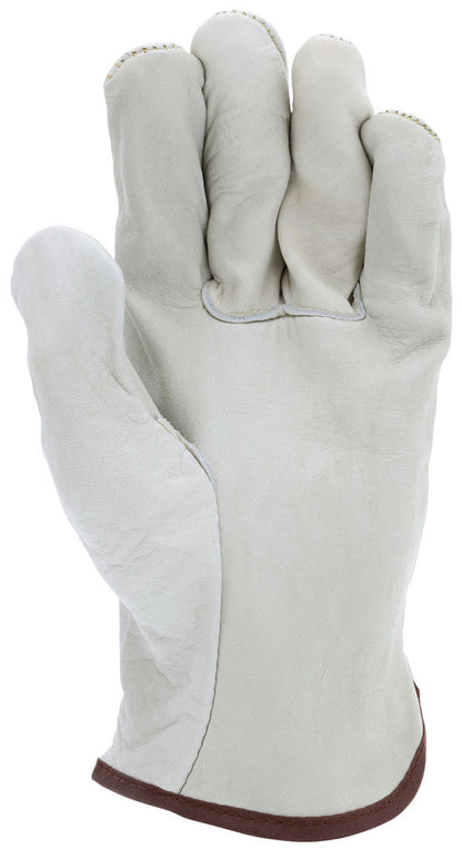 Grain Cowhide Leather Driver Gloves, Unlined, Straight Thumb