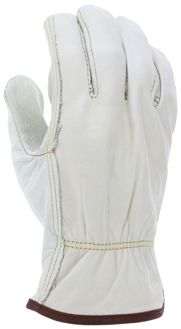 Grain Cowhide Leather Driver Gloves, Unlined, Straight Thumb