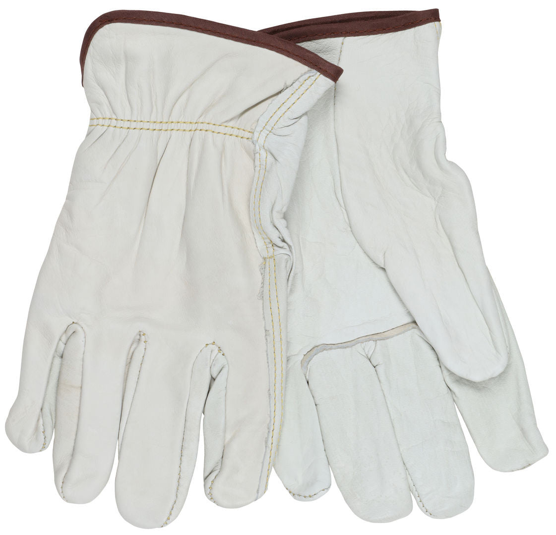 Grain Cowhide Leather Driver Gloves, Unlined, Straight Thumb