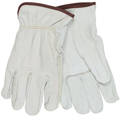 Grain Cowhide Leather Driver Gloves, Unlined, Straight Thumb