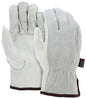 Cowhide Driver Gloves, Grain Palm, Split Leather Back, Keystone Thumb