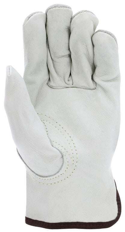 Cowhide Driver Gloves, Grain Palm, Split Leather Back, Keystone Thumb