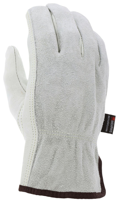 Cowhide Driver Gloves, Grain Palm, Split Leather Back, Keystone Thumb