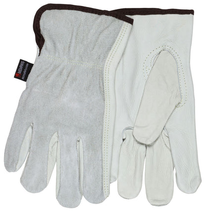 Cowhide Driver Gloves, Grain Palm, Split Leather Back, Keystone Thumb