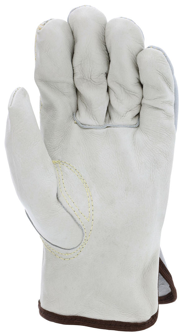 Cowhide Leather Driver Gloves, Grain Palm, Split Back, Kevlar Sewn