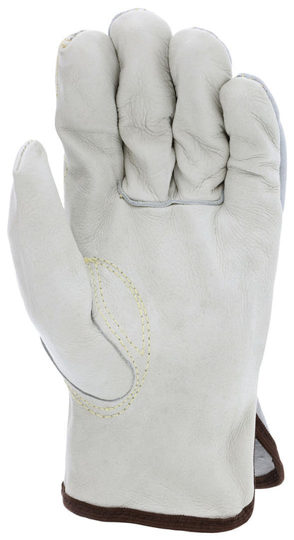 Cowhide Leather Driver Gloves, Grain Palm, Split Back, Kevlar Sewn