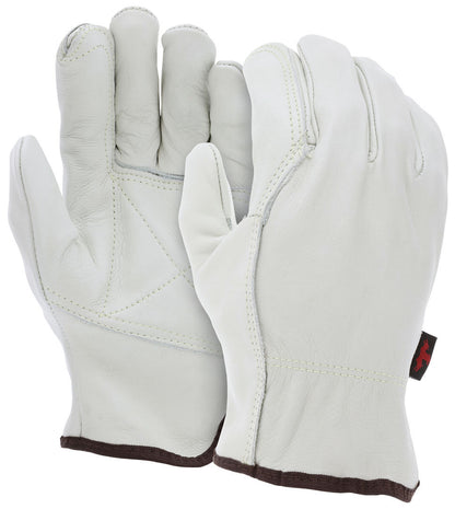 Grain Cowhide Leather Driver Gloves, Double Palm, Wing Thumb