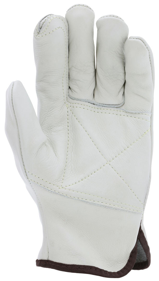 Grain Cowhide Leather Driver Gloves, Double Palm, Wing Thumb
