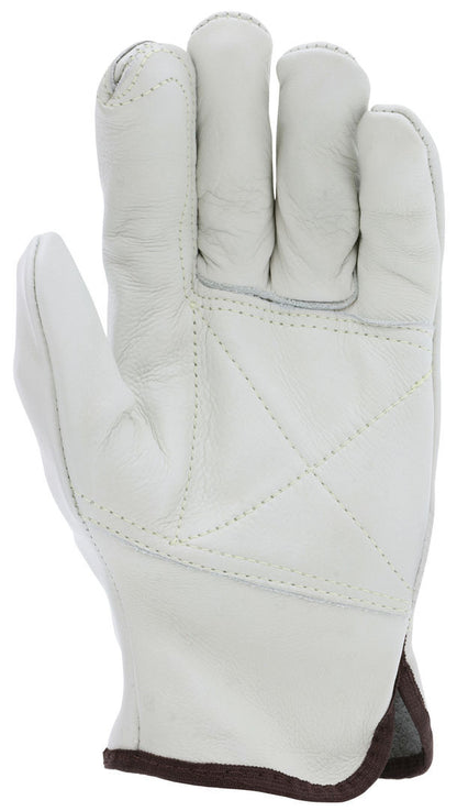 Grain Cowhide Leather Driver Gloves, Double Palm, Wing Thumb