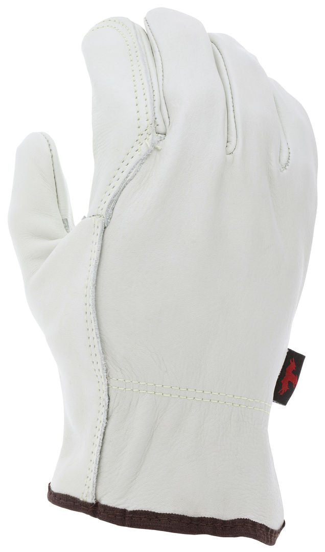 Grain Cowhide Leather Driver Gloves, Double Palm, Wing Thumb