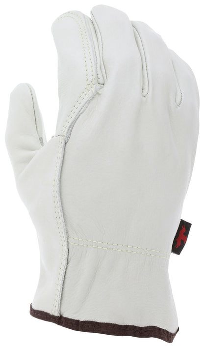 Grain Cowhide Leather Driver Gloves, Double Palm, Wing Thumb