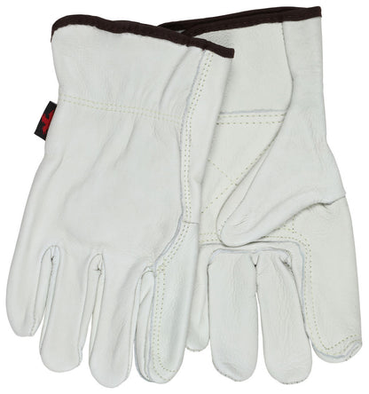 Grain Cowhide Leather Driver Gloves, Double Palm, Wing Thumb