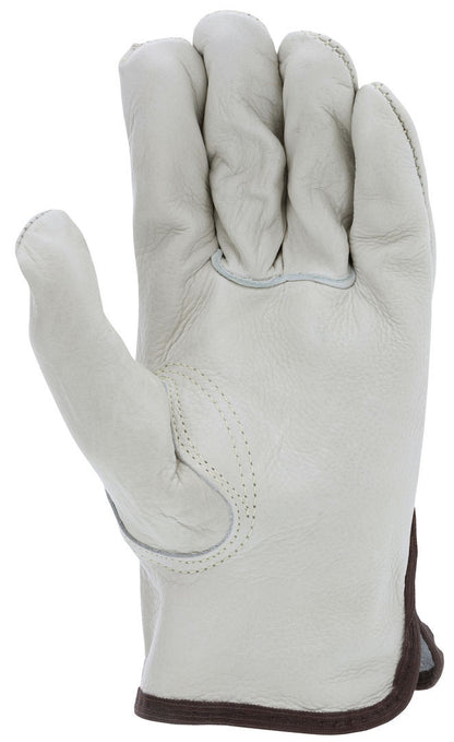 Cowhide Grain Leather Driver Gloves, Keystone Thumb, Open Cuff