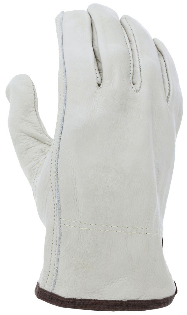 Cowhide Grain Leather Driver Gloves, Keystone Thumb, Open Cuff