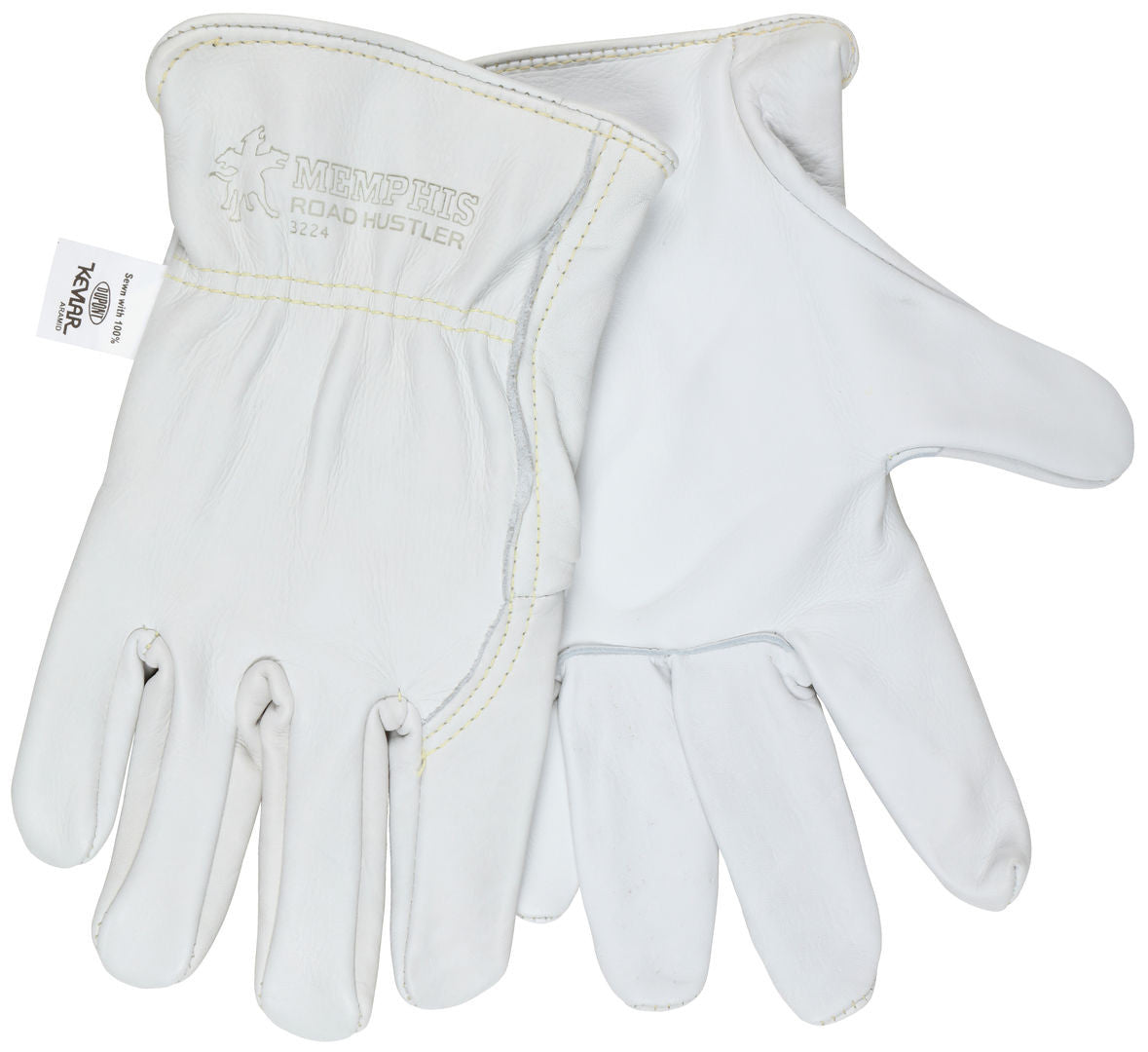 Road Hustler Driver Gloves, Premium Grain Cowhide, Kevlar-Sewn, Open Cuff