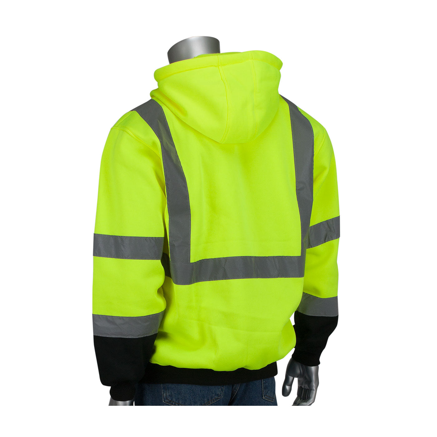 PIP® ANSI Type R Class 3 Full Zip Hooded Sweatshirt with Black Bottom