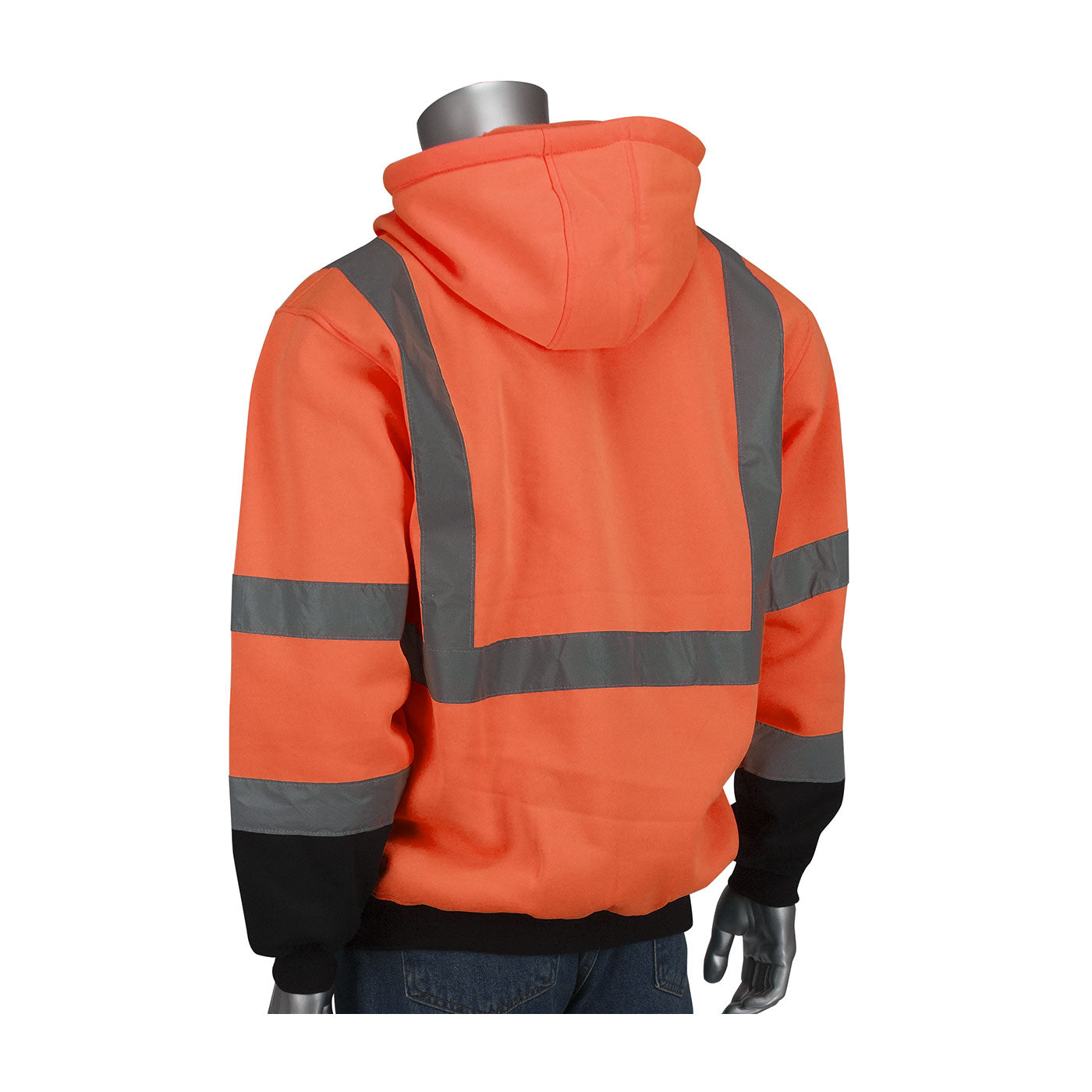 PIP® ANSI Type R Class 3 Full Zip Hooded Sweatshirt with Black Bottom