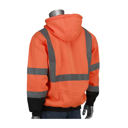 PIP® ANSI Type R Class 3 Full Zip Hooded Sweatshirt with Black Bottom