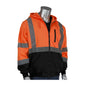 PIP® ANSI Type R Class 3 Full Zip Hooded Sweatshirt with Black Bottom