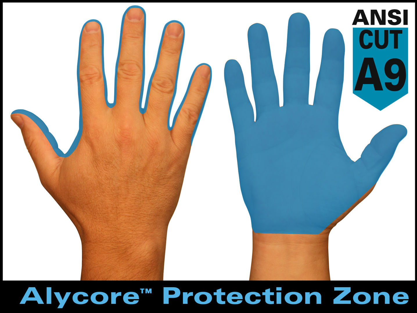 ML300AM - CutPro® Mechanics Gloves - Cut and Puncture Resistant Work Gloves - Black Synthetic Leather Palm and Fingers - Alycore® Lined Palm - Hypodermic Needle Puncture Protection Zone in Palm and Sides of Fingers