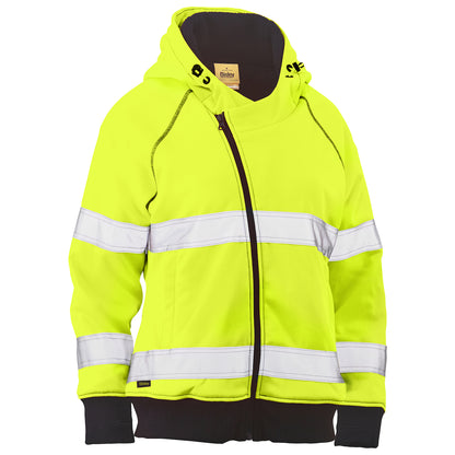 PIP Bisley 323W6819T ANSI Type R Class 2 Women's Contoured Full Zip Hooded Sweatshirt with Sherpa Lining