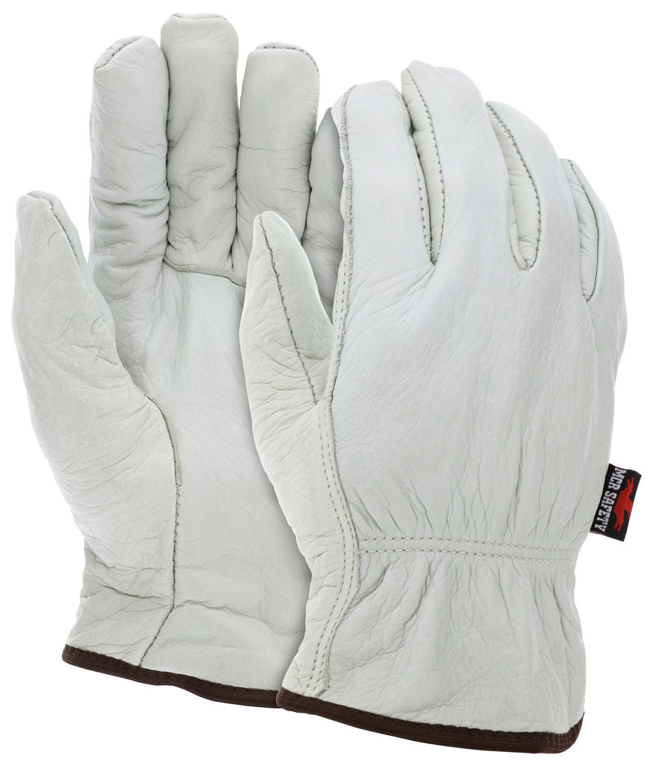 Grain Cowhide Driver Gloves, Fleece Lined, Slip-On Cuff