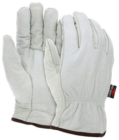 Grain Cowhide Driver Gloves, Fleece Lined, Slip-On Cuff