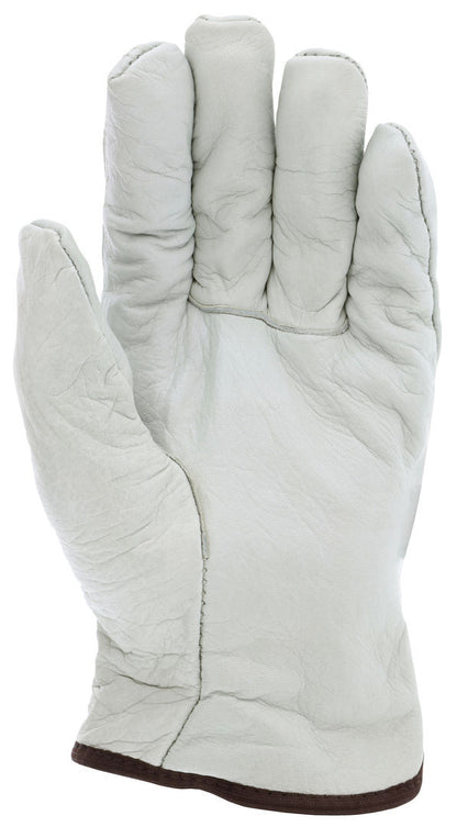 Grain Cowhide Driver Gloves, Fleece Lined, Slip-On Cuff