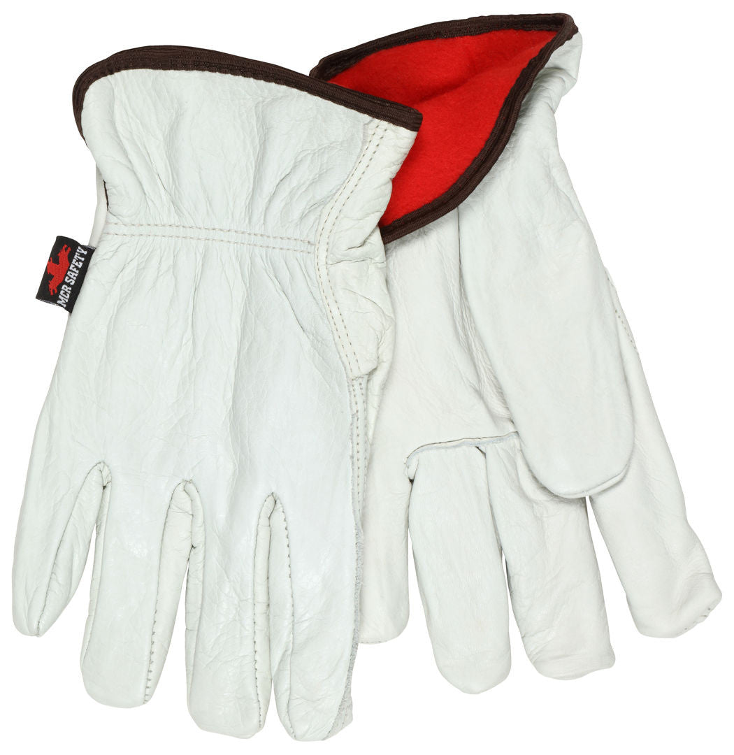 Grain Cowhide Driver Gloves, Fleece Lined, Slip-On Cuff