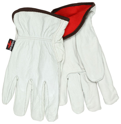Grain Cowhide Driver Gloves, Fleece Lined, Slip-On Cuff