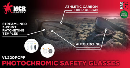 MCR Safety VL2 - VL2 Series Safety Glasses - Soft Secure TPR Nose Piece - Streamlined 3-Point Ratcheting Temples - Athletic Inspired Design - Dual Segment Reader Options and Photochromic Option Available — Sold by Pair — manufacturer image 6
