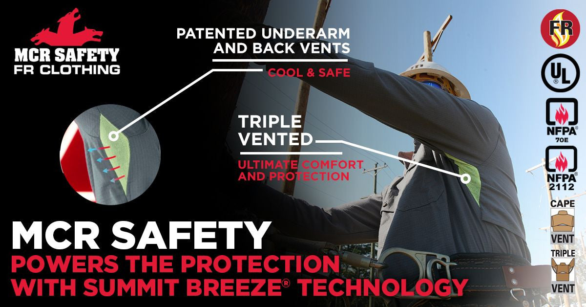 MCR Safety SBS1006 - Summit Breeze® Flame Resistant (FR) Shirt - Medium Blue 5.5-ounce Inherent Blend Material - Long Sleeve with Vented Underarms and Back - CAT 2 - ASTM F1930 Tested - Less Than 5% Body Burn when Worn with our P2D Jeans — manufacturer image 11