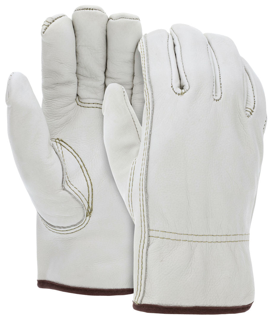 Insulated Cowhide Grain Leather Driver Gloves, Thermal Lined, Keystone Thumb