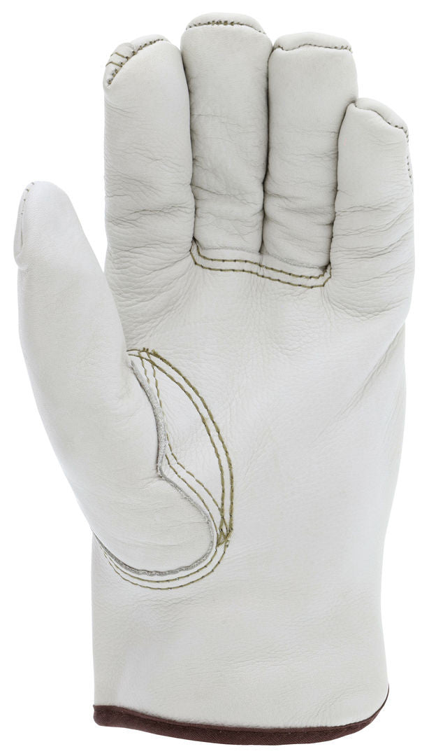 Insulated Cowhide Grain Leather Driver Gloves, Thermal Lined, Keystone Thumb