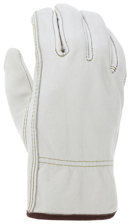 Insulated Cowhide Grain Leather Driver Gloves, Thermal Lined, Keystone Thumb