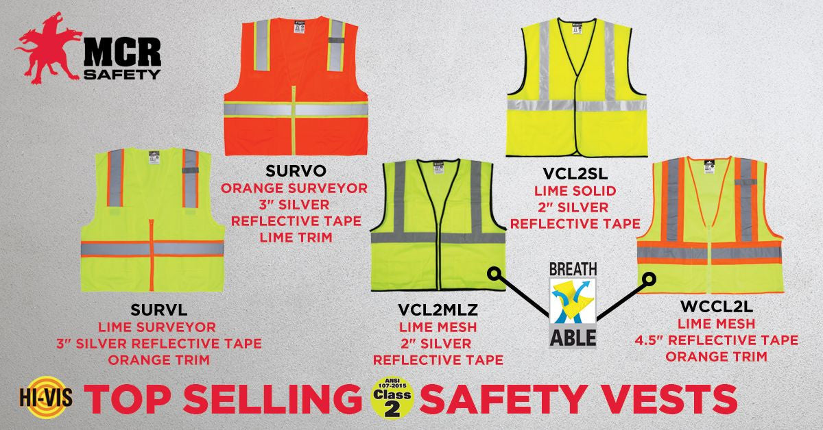 MCR Safety VCL2SL - Hi-Vis Reflective Lime Safety Vest - Meets ANSI/ISEA 107 2020 Standard - Type R Class 2 Compliant - Solid Fabric with 2 Inch Silver Stripes - Hook and Loop Front Closure — manufacturer image 5