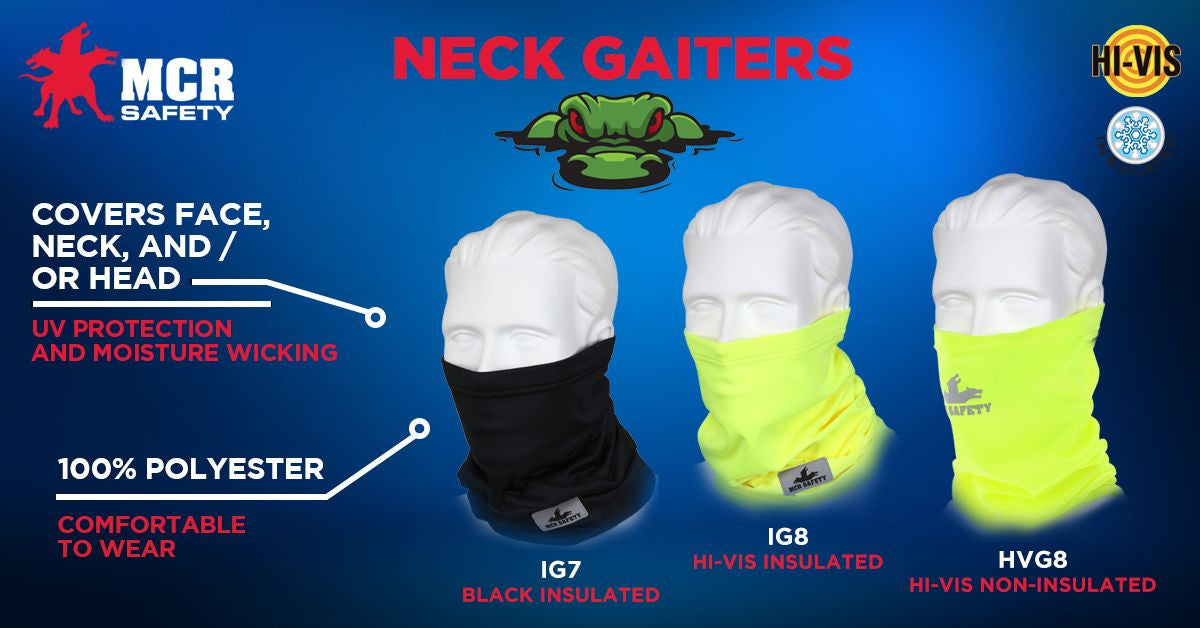 MCR Safety IG8 - Hi-Vis Lime Insulated Neck Gaiters - Polyester Spandex Fleece Stretch Fabric - One Size Fits All - Added Spandex Provides a Stretchable Snug Fit - Soft Inner Fleece is Warm and Comfortable — manufacturer image 5