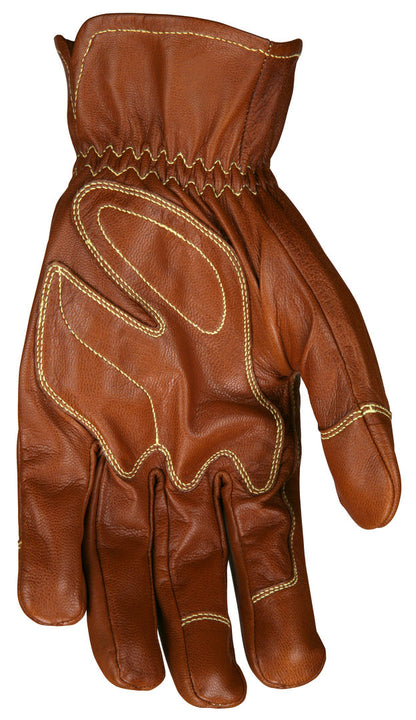MU3624 - Mustang Utility Leather Drivers Work Gloves - Premium A Grade Grain Goatskin - Double Palm - Unlined - Sewn with DuPont™ Kevlar® - Wing Thumb - This FR Glove has an Arc Rating of 28.6 Cal/cm²