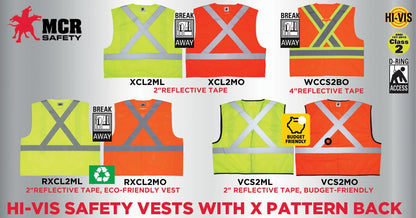MCR Safety RXCL2ML - Hi-Vis Reflective Lime Safety Vest - Manufactured with Recycled Materials - Meets ANSI/ISEA 107 2020 Standard -Type R Class 2 Compliant - Five Point Break Away Design - Made with Environmentally Friendly Recycled Water Bottles and Pol — manufacturer image 7