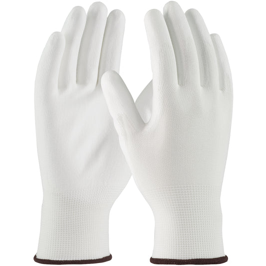Seamless Knit Polyester Glove with Polyurethane Coated Flat Grip on Palm & Fingers