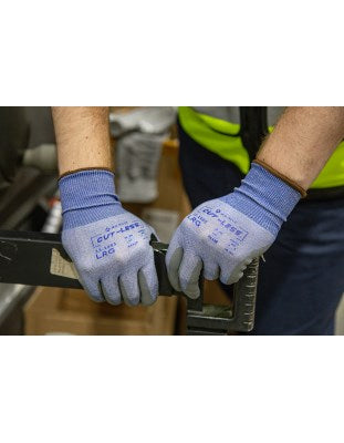 Cut-Less Korplex Glove with Foam Nitrile Palm, 18g, ANSI A4