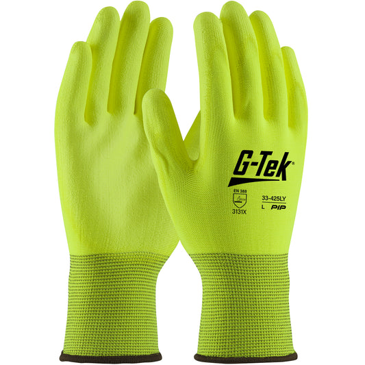 G-Tek®: Hi-Vis Seamless Knit Polyester Glove with Hi-Vis