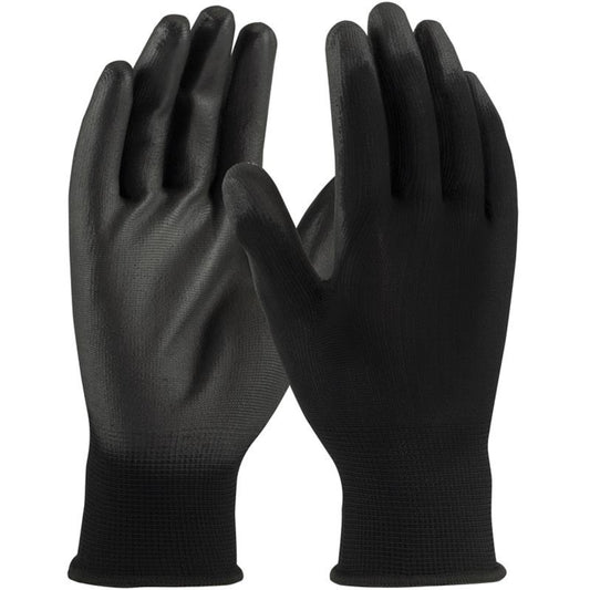 Seamless Knit Polyester Glove with Polyurethane Coated Flat Grip on Palm & Fingers