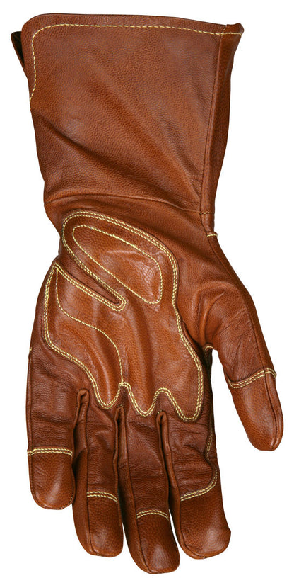 MU3624G - Mustang Leather Drivers Utility Work Gloves Grain Goat Double Palm, Unlined Sewn with DuPont™ Kevlar® Extended Gauntlet Cuff and Wing Thumb