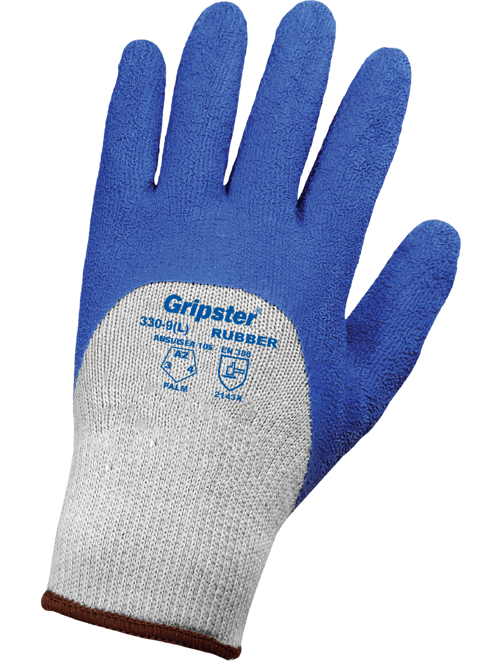 Gripster® Three-Quarter Etched Rubber Grip Coated Palm Multi-Purpose Gloves with Cut, Abrasion, and Puncture Resistance - 330