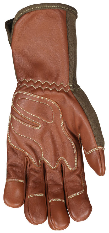 MU3624GFR - Mustang Utility Leather Drivers Work Gloves - Grain Goatskin with Double Palm - DuPont™ Kevlar ® Aramid Lined and Sewn - Nomex ® Back with Wing Thumb - Arc rating of 24.7 cal/cm²
