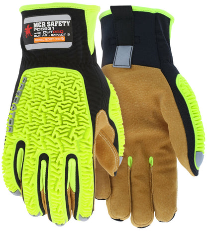 PD5931 - Predator® Impact Mechanics Gloves - Sasquatch® Leather Palm Work Gloves - TPR Back of Hand Protection - Cut, Abrasion, Tear, and Impact Resistant - TPR Back Provides Excellent Impact Protection
