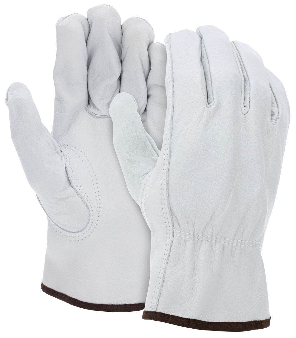 Buffalo Grain Leather Driver Gloves, Keystone Thumb, Open Cuff