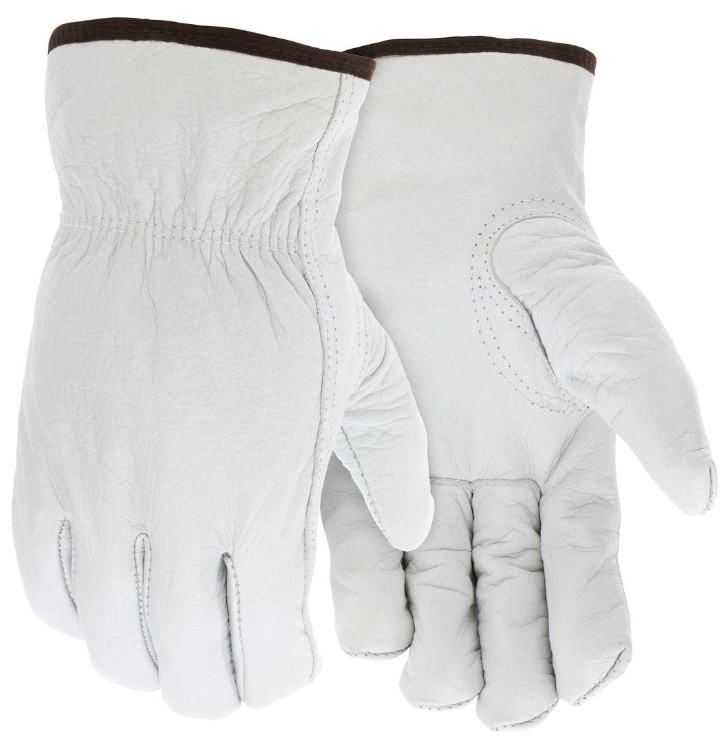 Insulated Buffalo Grain Leather Driver Gloves, Thinsulate Lined, Elastic Back